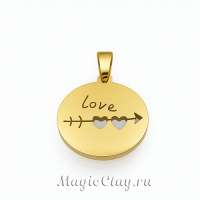 Подвеска Круг Love 17 мм, сталь, 1шт
