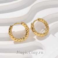 Швензы Бублики Текстура 15мм, сталь, цвет золото, 1пара