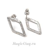 Швензы гвоздики Ромб Текстура 24х13мм, сталь, 1пара