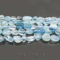 Аквамарин нат. галтовка 6~14x7~8мм, 1нить (~48шт)