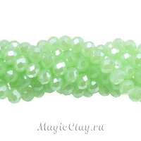 Бусины рондели Зелёный Нежный 6х5мм, 1нить (~85шт)