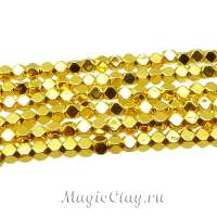 Бусины Гематит Куб 3х3мм, цвет золото светлое, 1нить (~128шт)