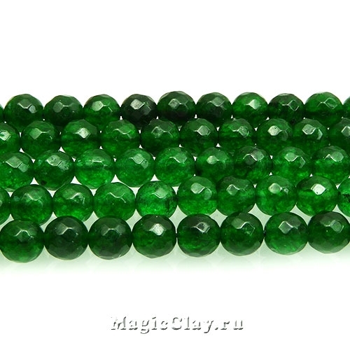 Натуральный камень Нефрит купить граненые бусины 6 мм зеленого цвета винтернет магазине