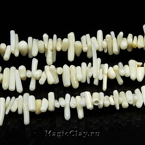 Коралл палочки Белый 4~20x1~7мм, натурал, 1нить (~150-180шт)