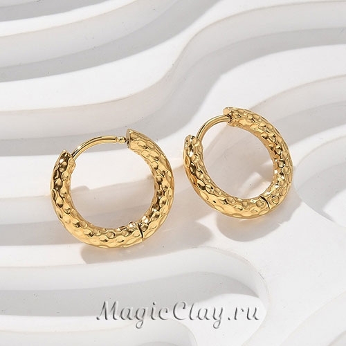 Швензы Бублики Текстура 15мм, сталь, цвет золото, 1пара