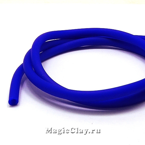 Шнур резиновый 5мм полый Синий, 1 метр