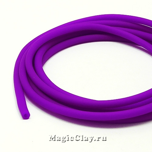 Шнур резиновый 3мм полый Фиолет, 3 метра
