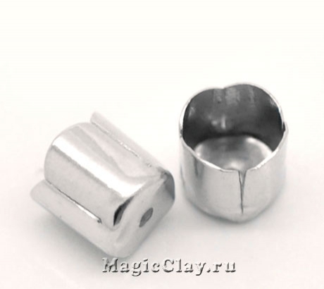 Концевик для шнура 6,5х6мм, цвет серебро стальное, 20шт