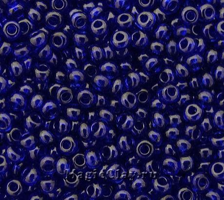 Бисер чешский 10/0 Прозрачный, 30100 Cobalt Blue, 41гр