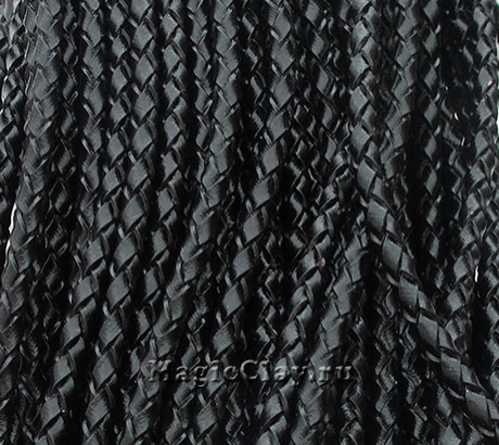 Шнур кожаный Плетеный Чёрный 3мм, 1 метр