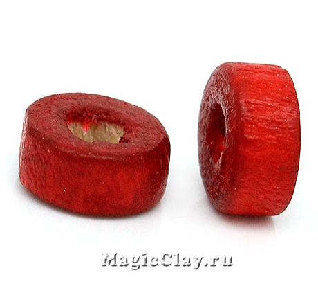 Бусины деревянные Макадамия 6мм, цвет красный, 1уп (~100шт)
