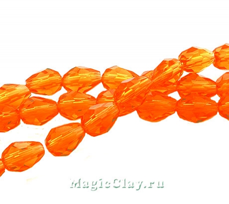 Бусины Капля Оранжевая Осень 6x4мм, 1нить (~35шт)