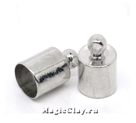 Концевик с ушком, 12х8мм, цвет серебро стальное, 10шт