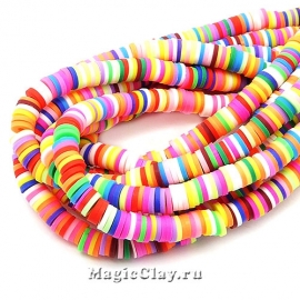 Бусины Каучуковые 6мм, Микс Яркий, 1нить (~330-400шт)