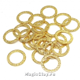 Коннектор Кольцо Текстура 15мм, сталь золото, 1шт