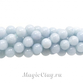 Халцедон натуральный 8мм, цвет голубой, 1нить (~47шт)