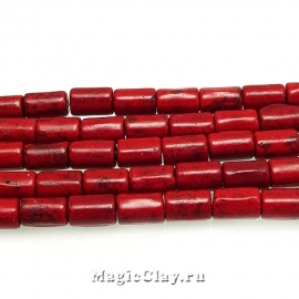 Бусины Говлит синтет. цилиндр 9х5мм, цвет красный, 1нить (~48шт)