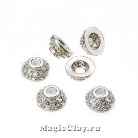 Шапочка для бусины Круглая 6х3мм, цвет платина, 1шт