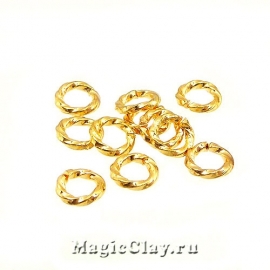 Колечки Спираль, цвет золото 18К 6х1мм, латунь, 4гр (~30шт)