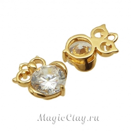 Подвеска Сова 10х15мм, Real Gold, 1шт