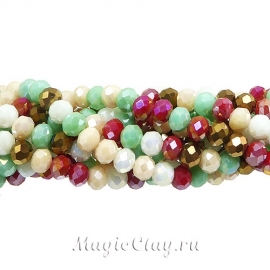 Бусины рондели Микс Калейдоскоп 6х5мм, 1нить (~85шт)