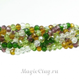 Бусины рондели Микс Мозаика 6х5мм, 1нить (~85шт)