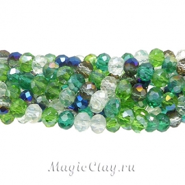 Бусины рондели Микс Природа 6х5мм, 1нить (~85шт)