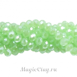 Бусины рондели Зелёный Нежный 6х5мм, 1нить (~85шт)