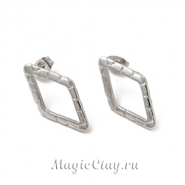 Швензы гвоздики Ромб Текстура 24х13мм, сталь, 1пара