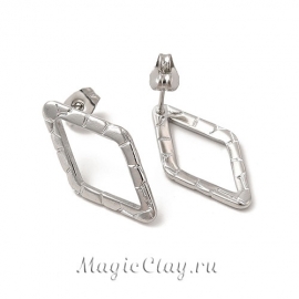 Швензы гвоздики Ромб Текстура 24х13мм, сталь, 1пара