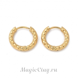 Швензы Бублики Текстура 15мм, сталь, цвет золото, 1пара