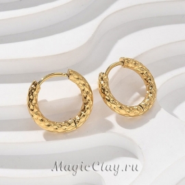 Швензы Бублики Текстура 15мм, сталь, цвет золото, 1пара