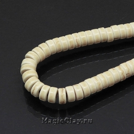 Бусины Говлит синтет. цилиндр 6х3мм, цвет кость, 1нить (~135шт)