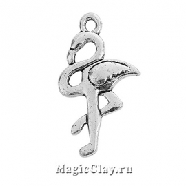 Подвеска Фламинго 26х16мм, цвет серебро, 1шт