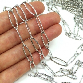 Цепочка Якорная рифленая 20x6мм, спаяны, сталь, 1м
