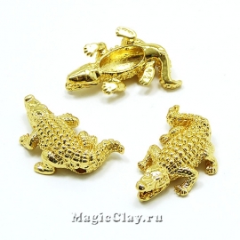 Бусина Крокодил "Лакост" 24х17мм, цвет золото, 1шт