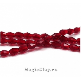 Бусины Капля Рубин Насыщенный 5х3мм, 1нить (~48шт)