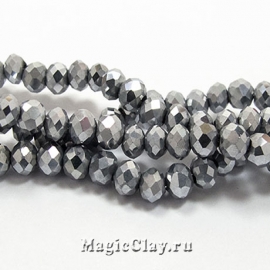 Бусины рондели Серебряный Снег 4х3мм, 1нить (~125 шт)