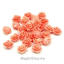 Коралл синтет. Роза 10х6,5мм, цвет розовый, 10шт