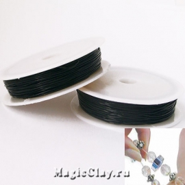 Эластичная нить спандекс 1мм, цвет черный, 5м