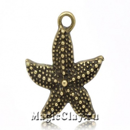 Подвеска Морская звезда 22х18мм, античная бронза, 1шт