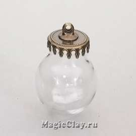Бутылочка стеклянная Монреаль шар 20 мм, цвет бронза