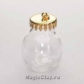 Бутылочка стеклянная Монреаль шар 20 мм, цвет золото