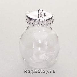 Бутылочка стеклянная Монреаль шар 20 мм, цвет серебро