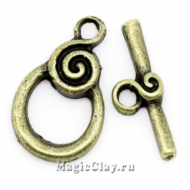 Замок Тоггл Вихри малые, цвет античная бронза, 1шт