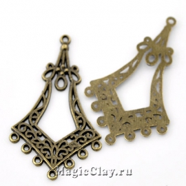 Коннектор Резеда 44х27мм, цвет античная бронза, 1шт