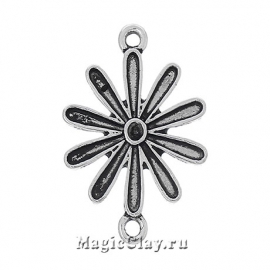 Коннектор Ромашка 26х19мм, цвет серебро, 1шт