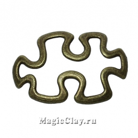 Коннектор Паззлы 30х18мм, цвет античная бронза, 1шт