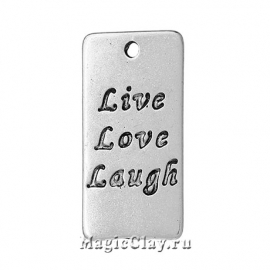 Подвеска с Надписью 22х13мм, цвет серебро, 1шт