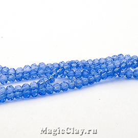 Бусины Граненые Голубая Гладь 4мм, 1нить (~100шт)